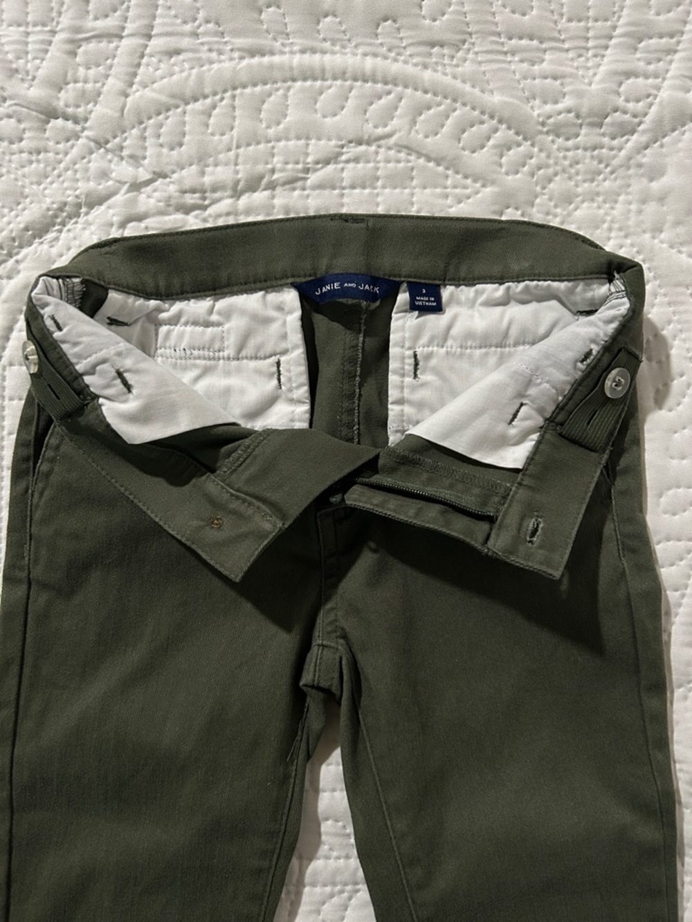 Janie and Jack Olive Green Chino Jogger pants Sz: 3 - Picture 5 of 6